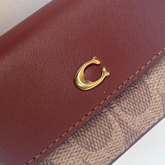 Coach Essential Mini Trifold Wallet Brown Signature Canvas CM438 Rust ORGPKG - Picture 6 of 9